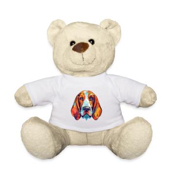 Basset Artesien Normand Dog Breed Watercolor Glass - Teddy Bear - white - Front