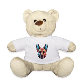 Belgian Shepherd Dog Breed Watercolor Illustration - Teddy Bear - white - Front