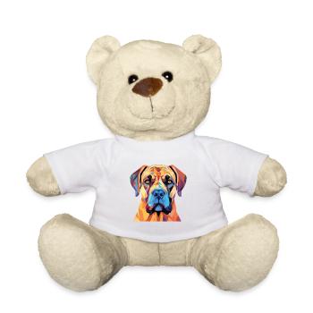 Boerboel Dog Breed Watercolor Glass Illustration - Teddy Bear - white - Front