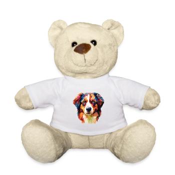 English Shepherd Dog Breed Watercolor Illustration - Teddy Bear - white - Front