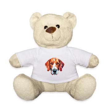 Illustration à l’aquarelle de race de chien Foxhound anglais - Nounours - blanc - Devant