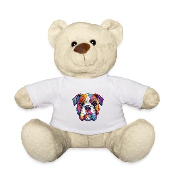 Bouledogue anglais chien race aquarelle Illustration - Nounours - blanc - Devant