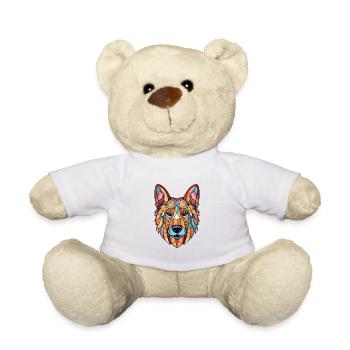Berger d’Europe de l’Est race chien aquarelle verre - Nounours - blanc - Devant
