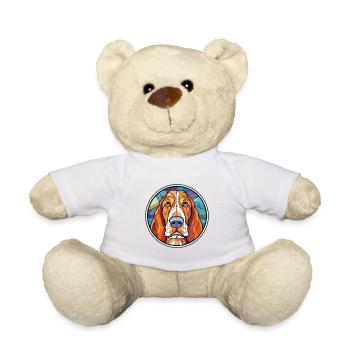 Basset Artesien Normand Dog Breed Watercolor Glass - Teddy Bear - white - Front