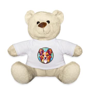 Illustration sur verre aquarelle de race de chien Papillon - Nounours - blanc - Devant