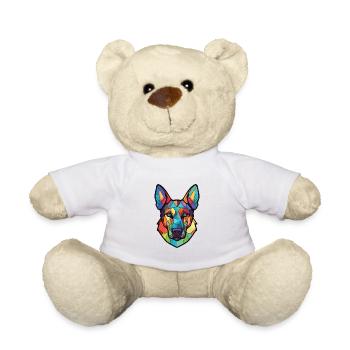 Hokkaido Hunderasse Aquarell Glas Illustration - Teddy - Weiß - Vorne
