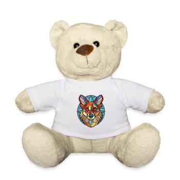 Russisch Europäische Laika Hunderasse Aquarellglas - Teddy - Weiß - Vorne