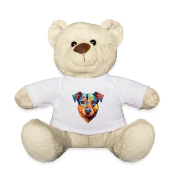 Schweizer Laufhund Hunderasse buntes Aquarell - Teddy - Weiß - Vorne