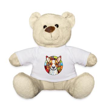 Teddy Roosevelt Terrier Dog Breed Watercolor Glass - Teddy Bear - white - Front