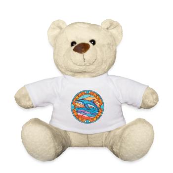 Dolphin Colorful Watercolor Animal Illustration - Teddy Bear - white - Front