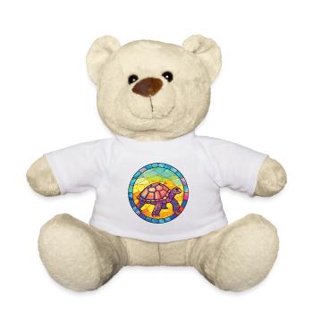 Tortoise Colorful Watercolor Animal Illustration - Teddy Bear - white - Front