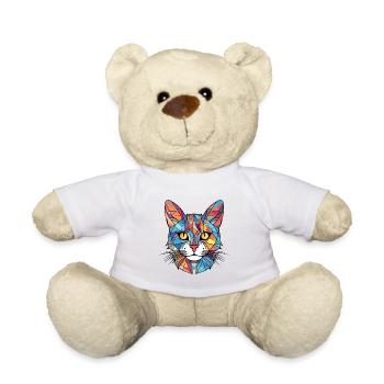 European Shorthaired Domestic Cat Breed Colorful - Teddy Bear - white - Front