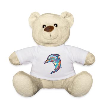 Dolphin Colorful Watercolor Animal Illustration - Teddy Bear - white - Front