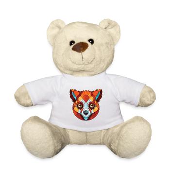 Red Vari Lemur Colorful Watercolor Animal Cartoon - Teddy Bear - white - Front