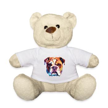 Englische Bulldogge Hund buntes Aquarelltier - Teddy - Weiß - Vorne