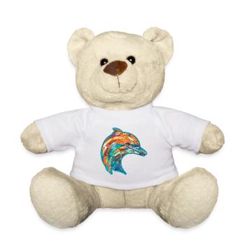 Dolphin Colorful Watercolor Animal Illustration - Teddy Bear - white - Front