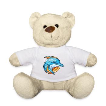 Dolphin Colorful Watercolor Animal Illustration - Teddy Bear - white - Front