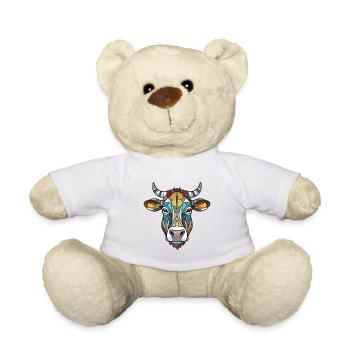 Cow Colorful Watercolor Animal Pet Illustration - Teddy Bear - white - Front