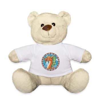 Bunte Aquarell-Tierhaustierillustration des Drachen - Teddy - Weiß - Vorne