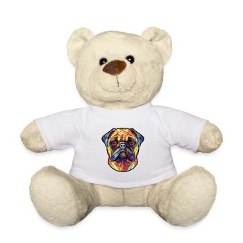 Carlin Chien Aquarelle Colorée Animal Illustration - Nounours - blanc - Devant