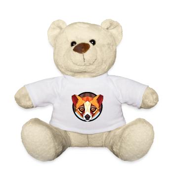 Red Vari Lemur Colorful Watercolor Animal Cartoon - Teddy Bear - white - Front