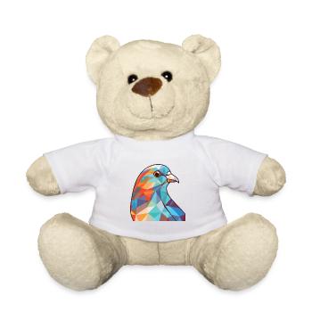 Taube buntes Aquarell Tier Haustier Illustration - Teddy - Weiß - Vorne