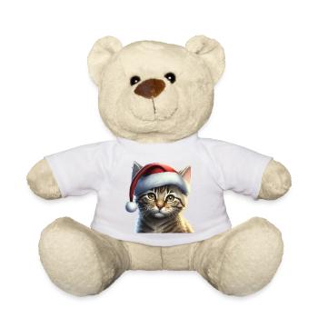 Chaton avec bonnet de Père Noël - Nounours - blanc - Devant
