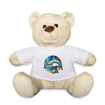 Dolphin Colorful Watercolor Animal Illustration - Teddy Bear - white - Front