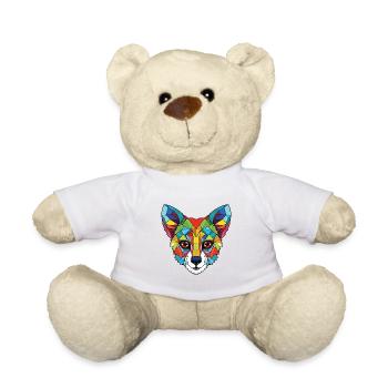 Cat Lemur Colorful Watercolor Animal Illustration - Teddy Bear - white - Front