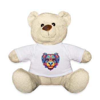 Bunter Hund Buntes Aquarell Tier Cartoon - Teddy - Weiß - Vorne