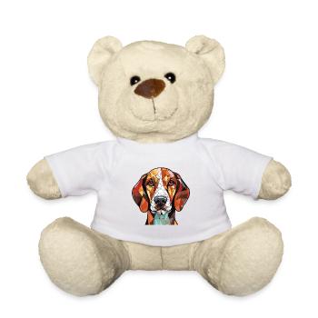 Ariege Pointer Hund Rasse Aquarell Illustration - Teddy - Weiß - Vorne