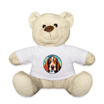 Basset Artesien Normand Dog Breed Watercolor Glass - Teddy Bear - white - Front