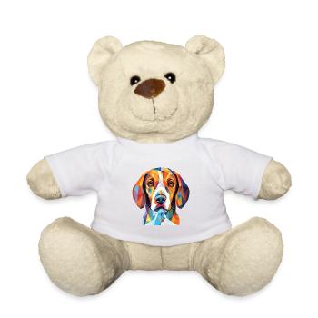 Beagle Harrier Dufthund Hunderasse Aquarell - Teddy - Weiß - Vorne