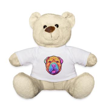 Chinese Shar Pei Dog Breed Cartoon Kawaii Illustra - Teddy Bear - white - Front