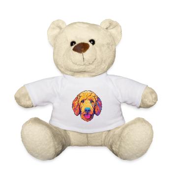 Goldendoodle chien race dessin animé Kawaii Illustration - Nounours - blanc - Devant
