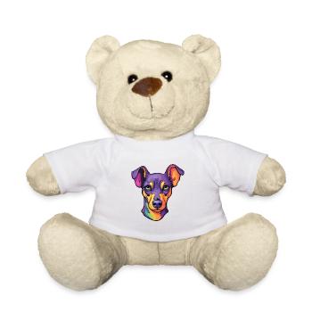 Manchester Terrier chien race dessin animé kawaii illust - Nounours - blanc - Devant