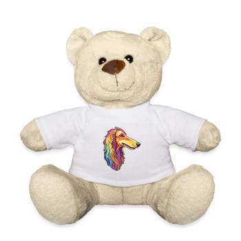 Barzoï race de chien dessin animé Kawaii Illustration - Nounours - blanc - Devant