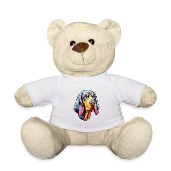 Bluetick Coonhound Dog Breed Cartoon Kawaii Illust - Teddy Bear - white - Front