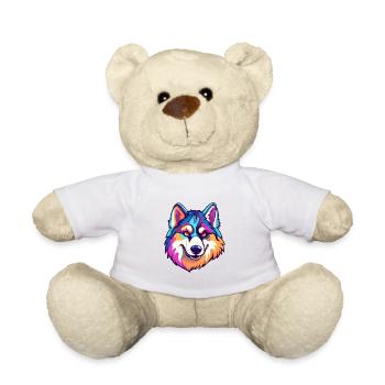 Husky chien race Cartoon Kawaii Illustration - Nounours - blanc - Devant