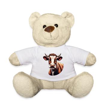 Vache brune / Animal / Lait / Ferme / Grange - Nounours - blanc - Devant