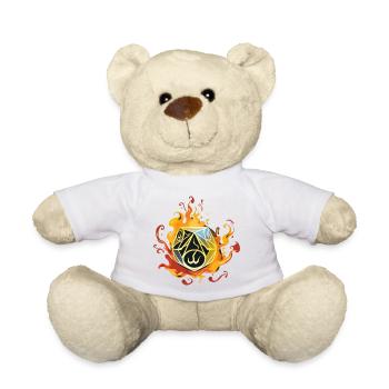 W20 Silhouette In Flammen Fantasy RPG Shirt - Teddy - Weiß - Vorne