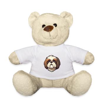 Shih Tzu race de chien dessin animé Kawaii Illustration - Nounours - blanc - Devant
