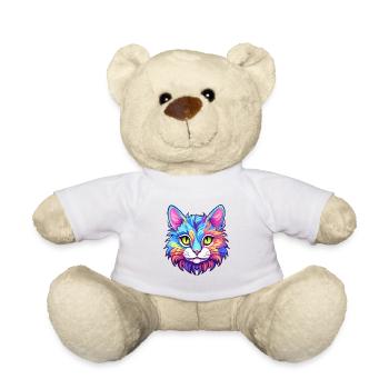 Kurilian Bobtail Katze Aquarell Cartoon Kawaii - Teddy - Weiß - Vorne