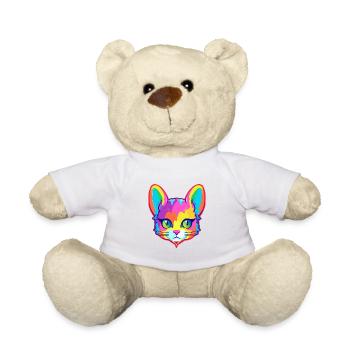 Asian Cat Breed Watercolor Cartoon Kawaii Pet - Teddy Bear - white - Front