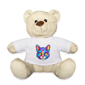 Aegean Cat Breed Watercolor Cartoon Kawaii Pet - Teddy Bear - white - Front
