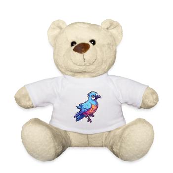 Blue Jay Colorful Watercolor Cartoon Kawaii Animal - Teddy Bear - white - Front