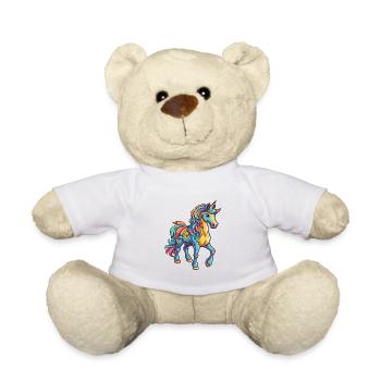 Einhorn Buntes Aquarell Cartoon Kawaii Tier - Teddy - Weiß - Vorne