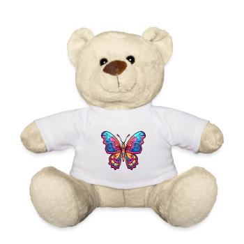 Papillon Aquarelle Colorée Dessin Animé Kawaii Anima - Nounours - blanc - Devant