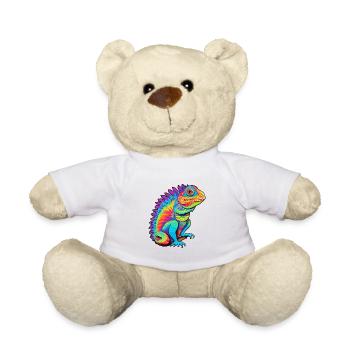 Iguane Aquarelle Colorée Dessin Animé Kawaii Animal - Nounours - blanc - Devant