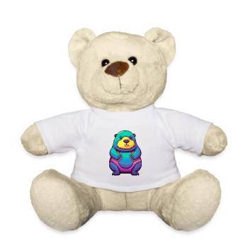 Mole Colorful Watercolor Cartoon Kawaii Animal - Teddy Bear - white - Front